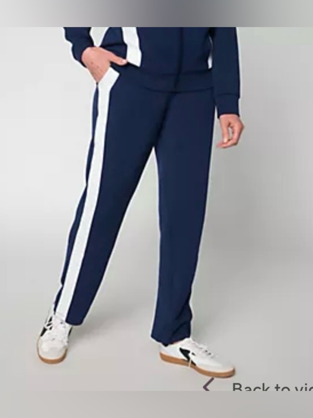 Belle by Kim Gravel ScubaLuxe Sport Stripe Pant Twilight Navy Size Medium